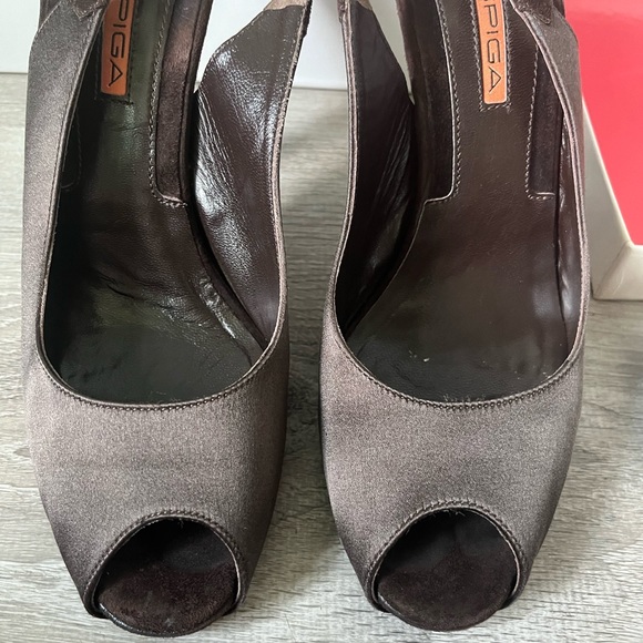 Via Spiga heels satin & velvet open toe size 38 VINTAGE - Picture 7 of 8